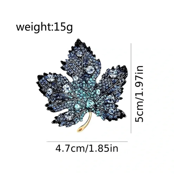 Bria Red Maple Leaf Green Crystal Brooch - Picture 8 of 8